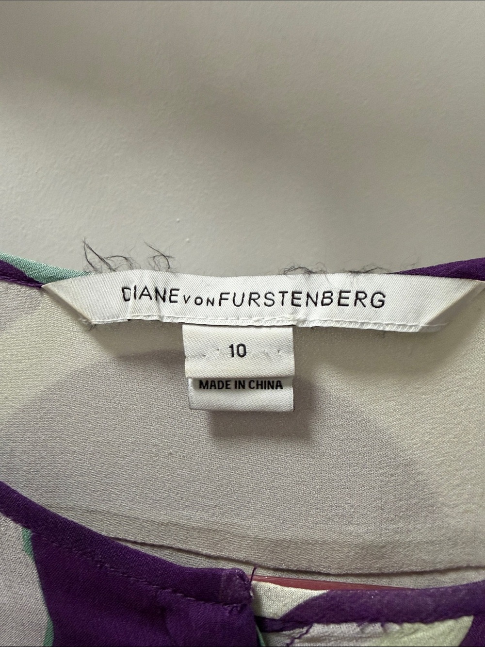 Diane von Furstenberg Geometric Mini Dress in Purple & Green Size 10 - Picture 2 of 4